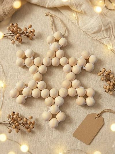 Alternate image for Wooden Bead Snowflake Ornament.