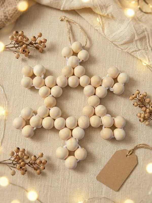 Alternate image for Wooden Bead Snowflake Ornament.