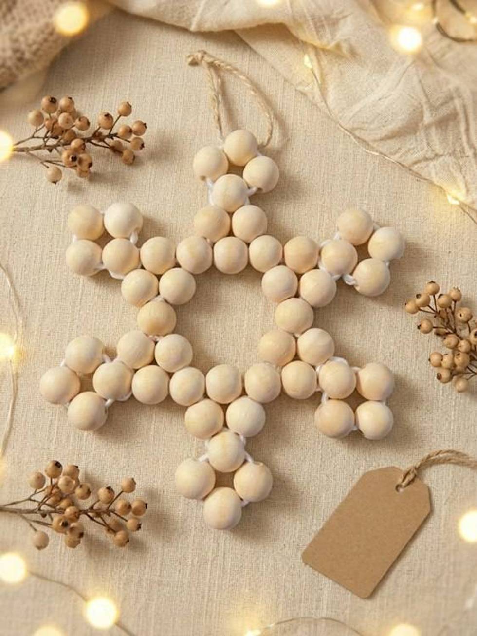Wooden Bead Snowflake Ornament.