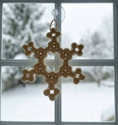 Alternate image for Wooden Bead Snowflake Ornament.