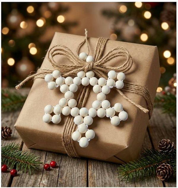 Alternate image for Wooden Bead Snowflake Ornament.