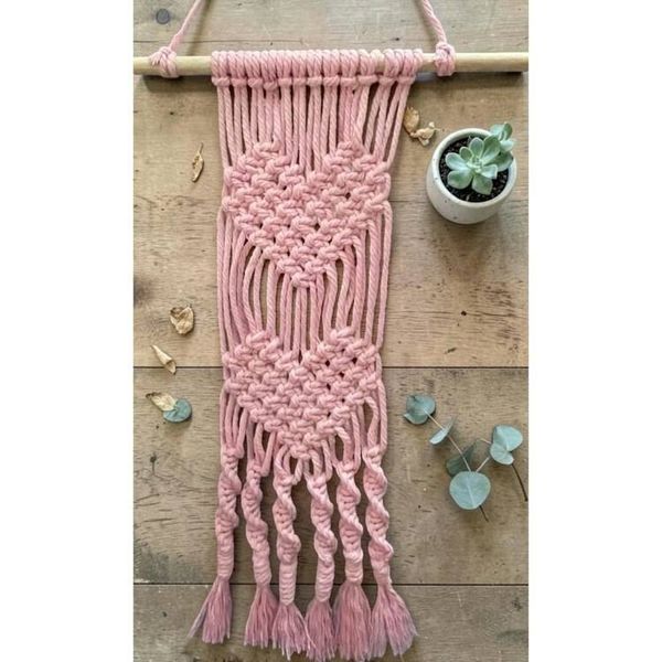 Alternate image for Macrame Double Heart Handmade Wall Hanging, Nursery Decor, New Home Housewarming Gift, Valentines Gift