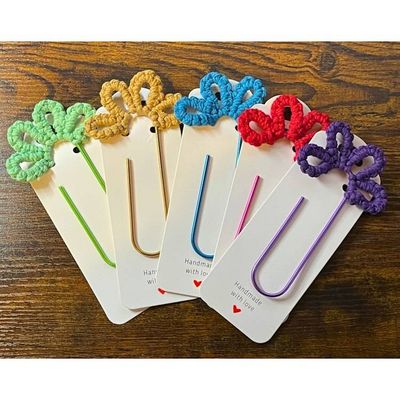 Alternate image for Handmade Jumbo Paperclip Bookmark - Macrame Flower Design