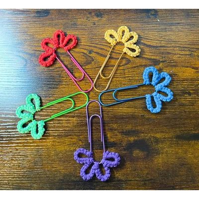 Alternate image for Handmade Jumbo Paperclip Bookmark - Macrame Flower Design