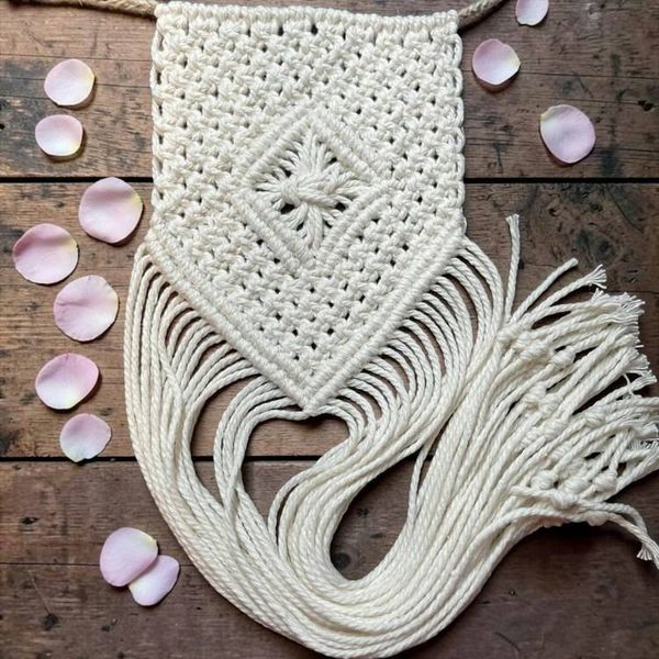 Alternate image for Bridal Wedding Bouquet Small Wrap, Handmade Macrame Boho Accessories.