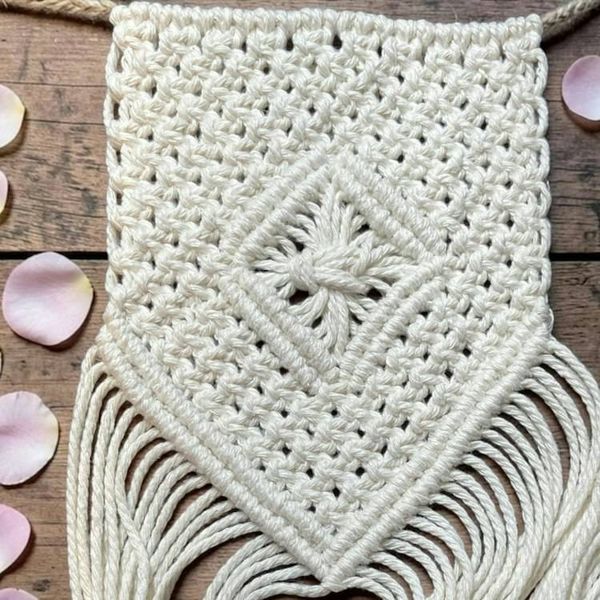 Alternate image for Bridal Wedding Bouquet Small Wrap, Handmade Macrame Boho Accessories.