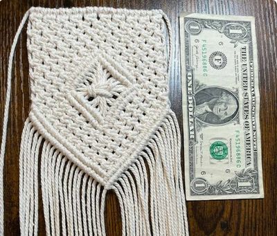 Alternate image for Bridal Wedding Bouquet Small Wrap, Handmade Macrame Boho Accessories.