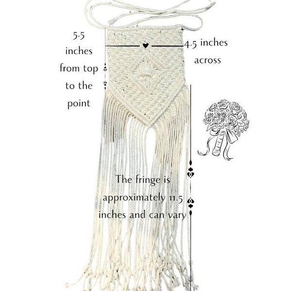 Alternate image for Bridal Wedding Bouquet Small Wrap, Handmade Macrame Boho Accessories.