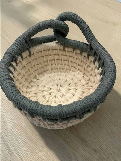 Alternate image for Coiled Rope Basket, Boho Entryway Organizer, Recycled Cotton Cord, Decorative Storage Catch All