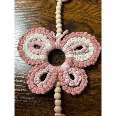 Alternate image for Macrame Butterfly & Flower Nursery Wall Art - Whimsical Baby Room Decor