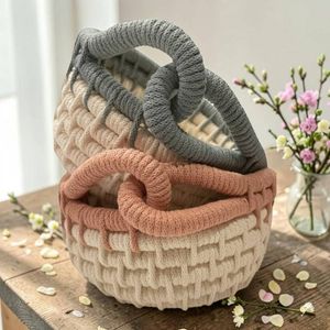 Image for Coiled Rope Basket, Boho Entryway Organizer, Recycled Cotton Cord, Decorative Storage Catch All
