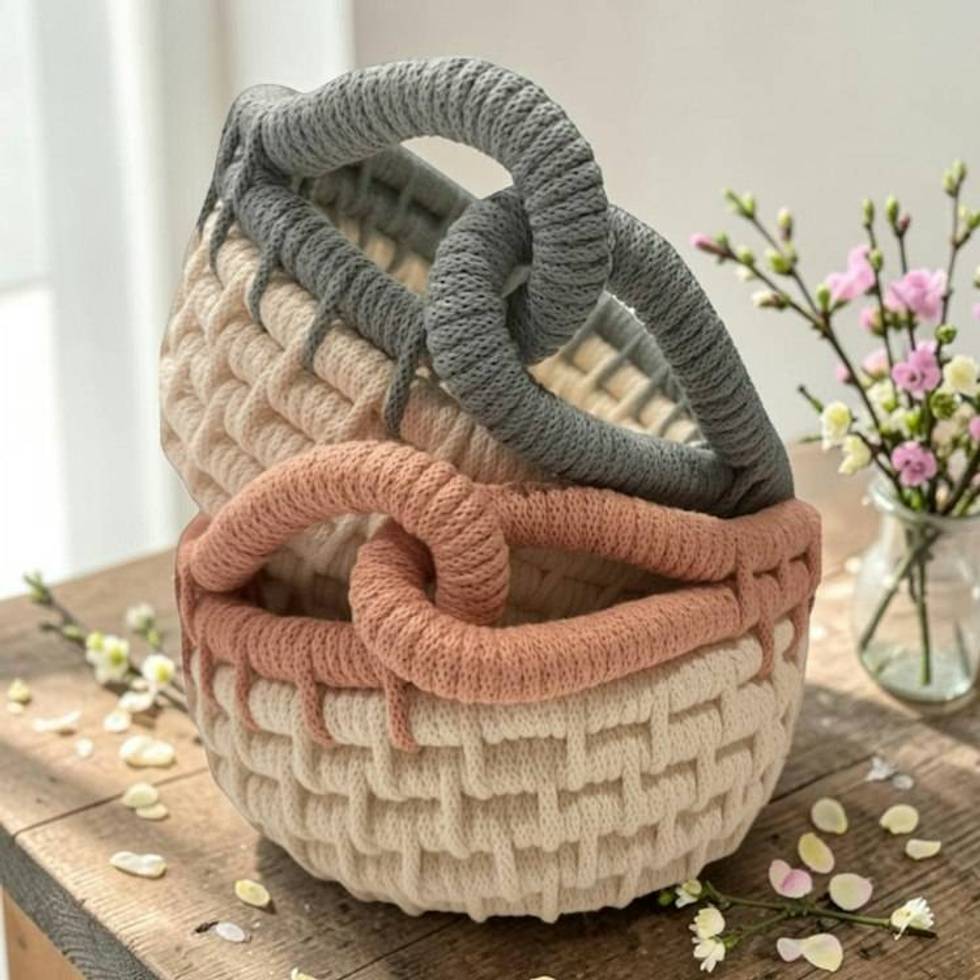 Coiled Rope Basket, Boho Entryway Organizer, Recycled Cotton Cord, Decorative Storage Catch All
