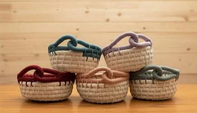 Alternate image for Coiled Rope Basket, Boho Entryway Organizer, Recycled Cotton Cord, Decorative Storage Catch All