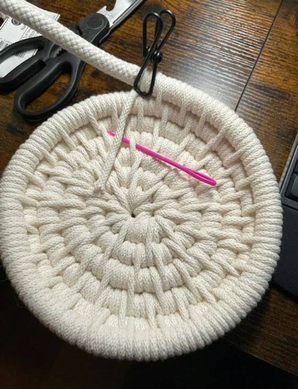 Alternate image for Coiled Rope Basket, Boho Entryway Organizer, Recycled Cotton Cord, Decorative Storage Catch All