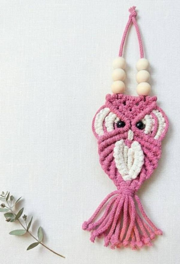 Alternate image for Handmade Macrame Owl Key chain, Owl Lover Gift Topper, Christmas Ornament, Key Holder