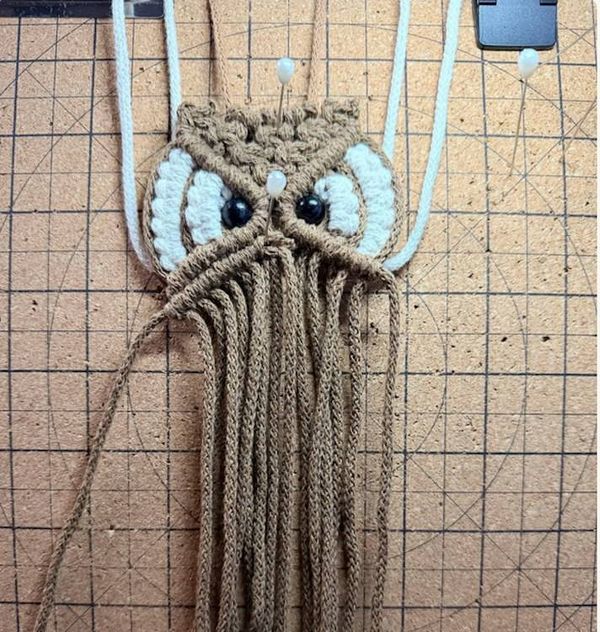 Alternate image for Handmade Macrame Owl Key chain, Owl Lover Gift Topper, Christmas Ornament, Key Holder
