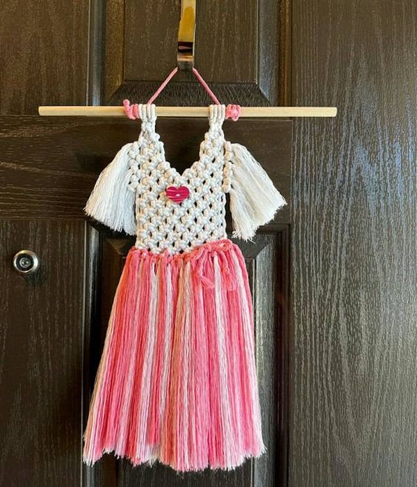 Alternate image for Baby Dress Wall Hanging, Whimsical Macrame Girls Room Nursery Decor, Ballet Tutu Decor