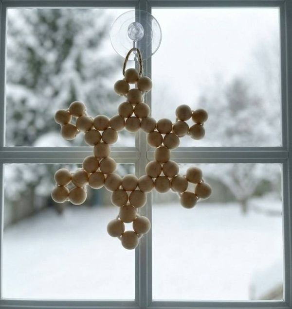 Alternate image for Wooden Bead Snowflake Ornament.