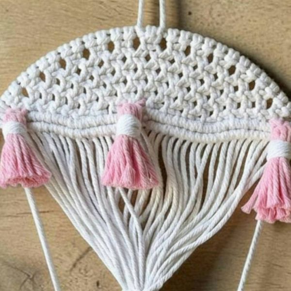 Alternate image for Kids Macrame Hot Air Balloon Wall Art with Hanging Basket, Decor for Nursery