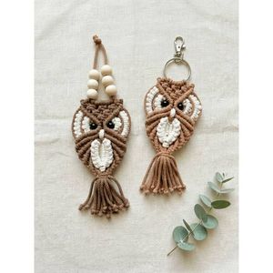 Image for Handmade Macrame Owl Key chain, Owl Lover Gift Topper, Christmas Ornament, Key Holder