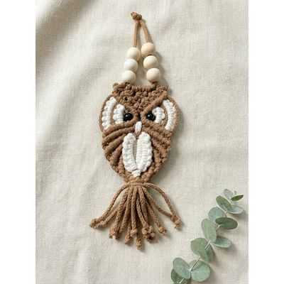 Alternate image for Handmade Macrame Owl Key chain, Owl Lover Gift Topper, Christmas Ornament, Key Holder