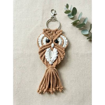 Alternate image for Handmade Macrame Owl Key chain, Owl Lover Gift Topper, Christmas Ornament, Key Holder