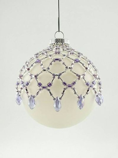 Primary image for Amethyst Lace Beaded Ornament Cover | Handcrafted Holiday Decor