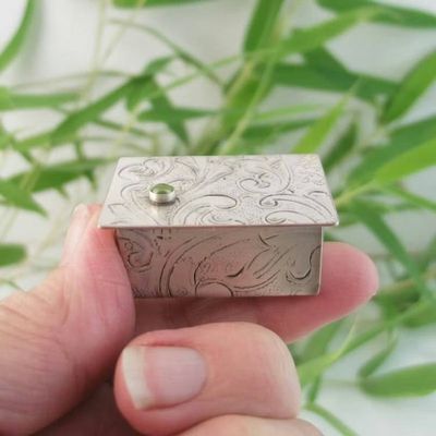 Alternate image for Tiny Silver Trinket Box with Birthstone Accent