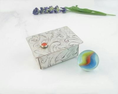 Alternate image for Tiny Silver Trinket Box with Birthstone Accent