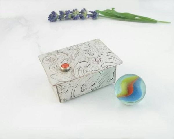 Alternate image for Tiny Silver Trinket Box with Birthstone Accent