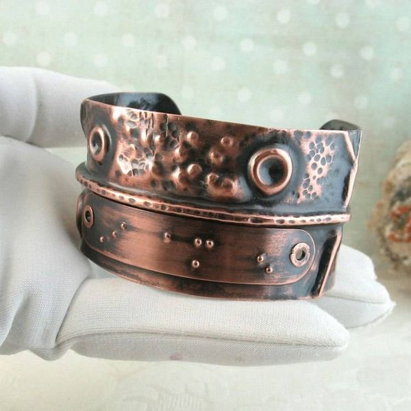 Alternate image for I am enough Braille Shiny Copper Cuff Bracelet