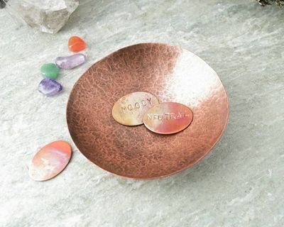 Alternate image for Hand-Hammered Small Copper Trinket Bowl with Mood Token Set