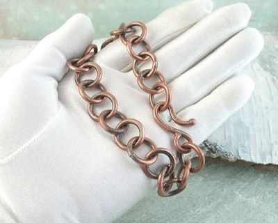Alternate image for Chunky Hand Forged Copper Chain Link Bracelet or Anklet