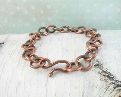 Alternate image for Chunky Hand Forged Copper Chain Link Bracelet or Anklet