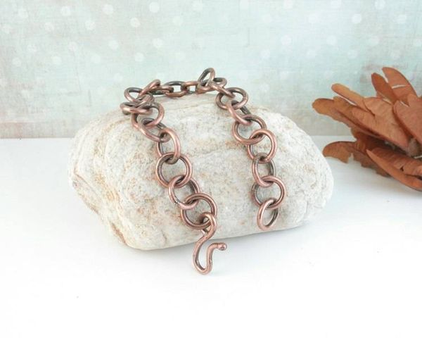 Alternate image for Chunky Hand Forged Copper Chain Link Bracelet or Anklet