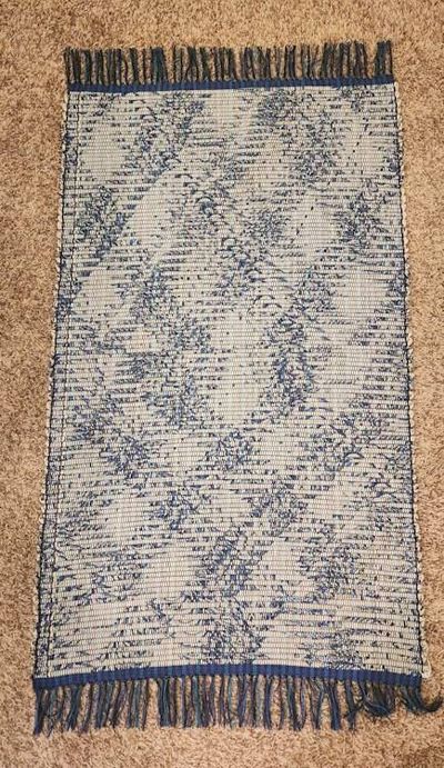 Primary image for Tan and blue rag rug 46 x 27 inches