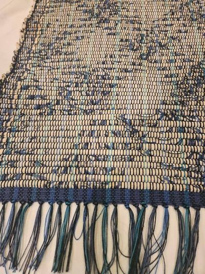 Alternate image for Tan and blue rag rug 46 x 27 inches