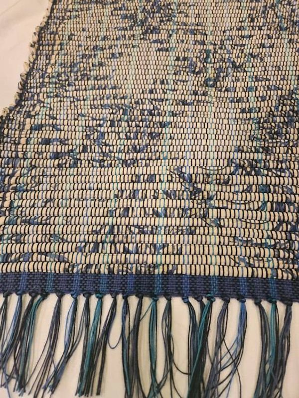 Alternate image for Tan and blue rag rug 46 x 27 inches
