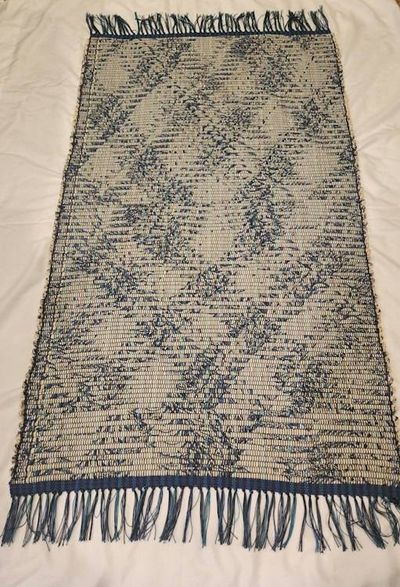 Alternate image for Tan and blue rag rug 46 x 27 inches