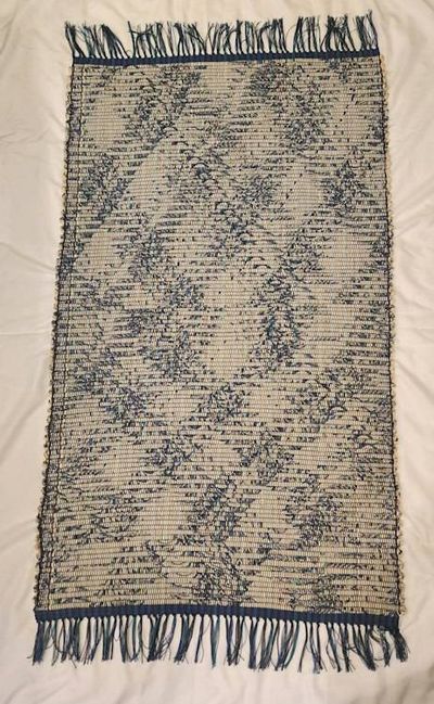Alternate image for Tan and blue rag rug 46 x 27 inches