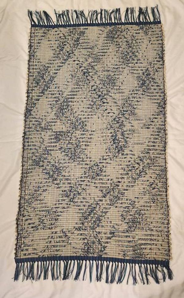 Alternate image for Tan and blue rag rug 46 x 27 inches