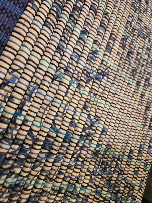 Alternate image for Tan and blue rag rug 46 x 27 inches