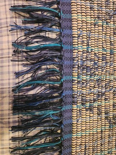 Alternate image for Tan and blue rag rug 46 x 27 inches