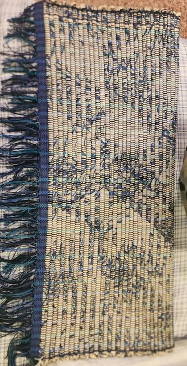 Alternate image for Tan and blue rag rug 46 x 27 inches
