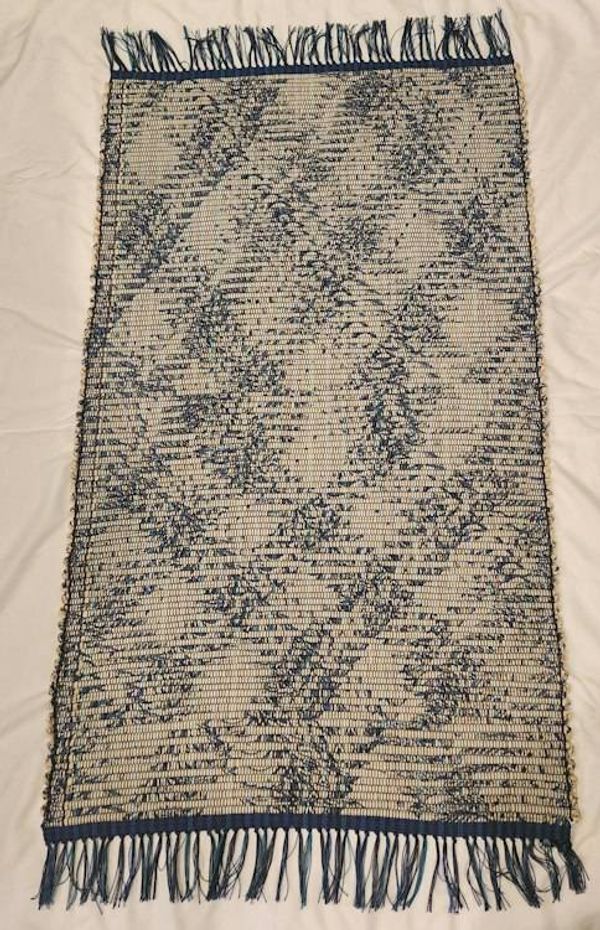 Alternate image for Tan and blue rag rug 46 x 27 inches