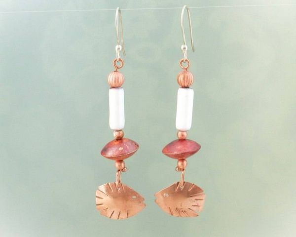 Alternate image for Fish Theme Copper and Enamel Dangle Earrings