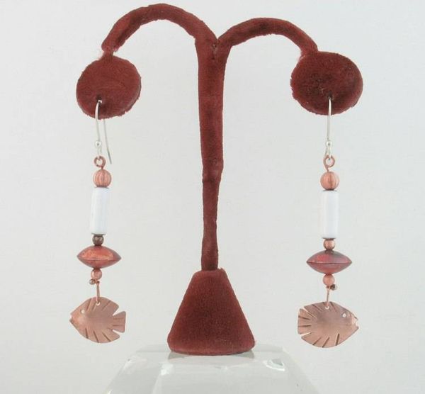 Alternate image for Fish Theme Copper and Enamel Dangle Earrings