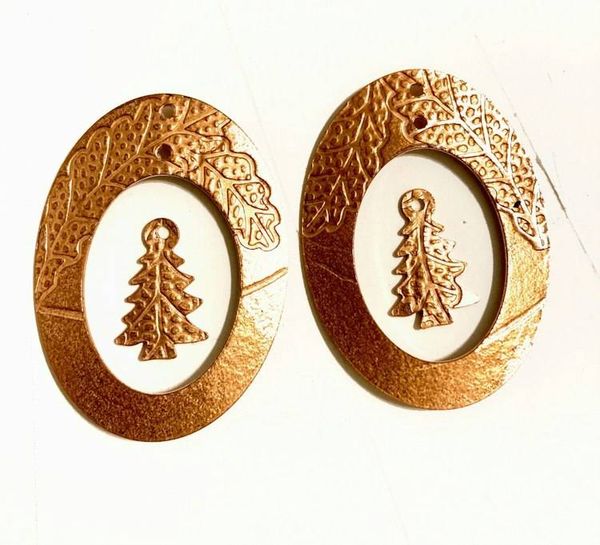 Alternate image for Black Enamel Hoop & Tree Dangle Earrings