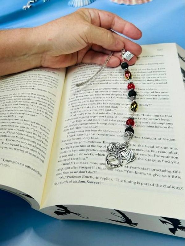 Alternate image for Beaded Metal Bookmark with Charm-Dragon, Dragonfly or Sea Turtle
