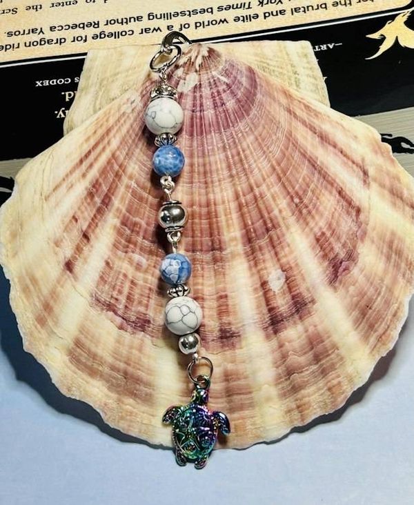 Alternate image for Beaded Metal Bookmark with Charm-Dragon, Dragonfly or Sea Turtle